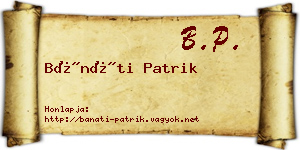Bánáti Patrik névjegykártya